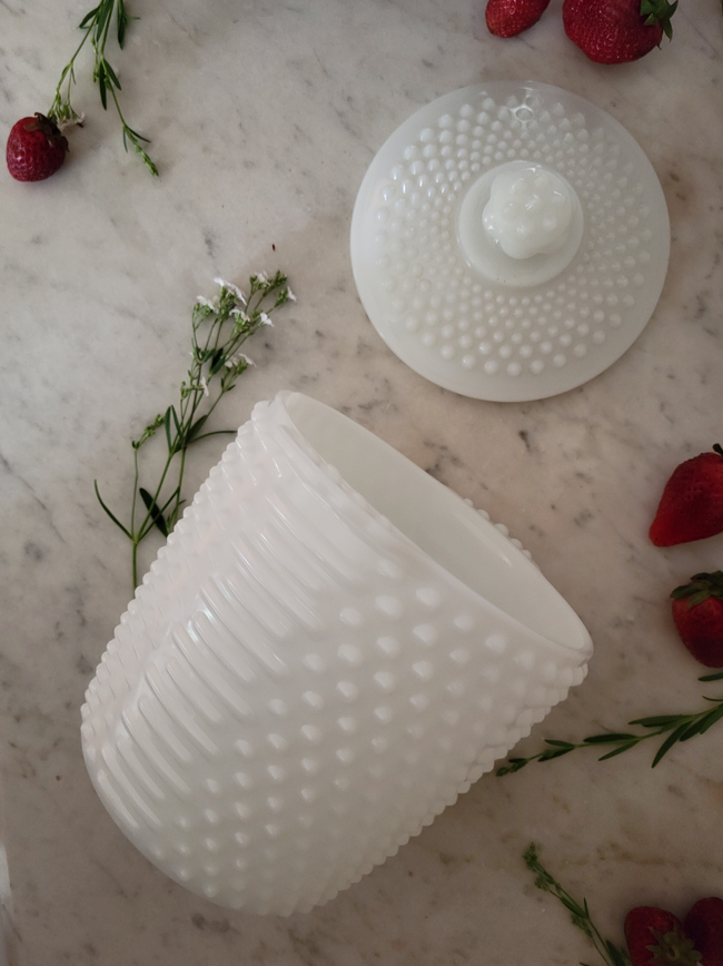 Hobnail Milk Glass Cookie Jar