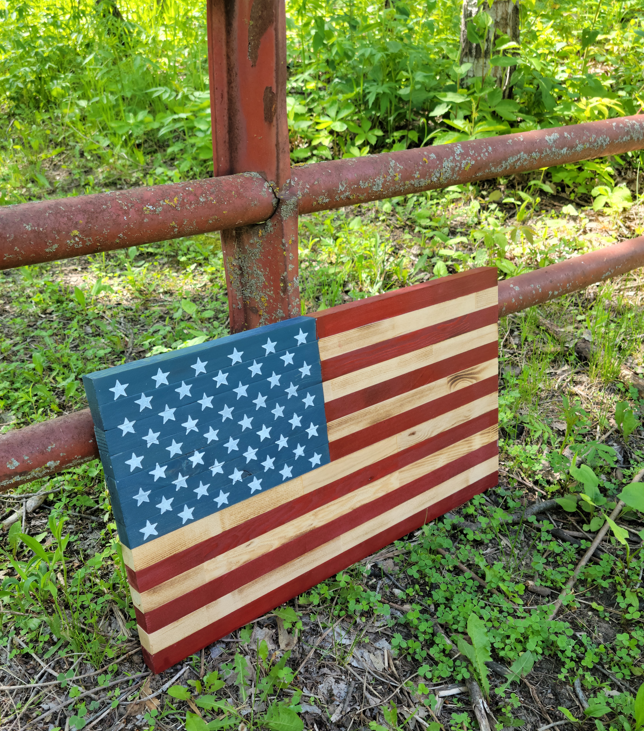 Rustic Wooden American Flag - Large