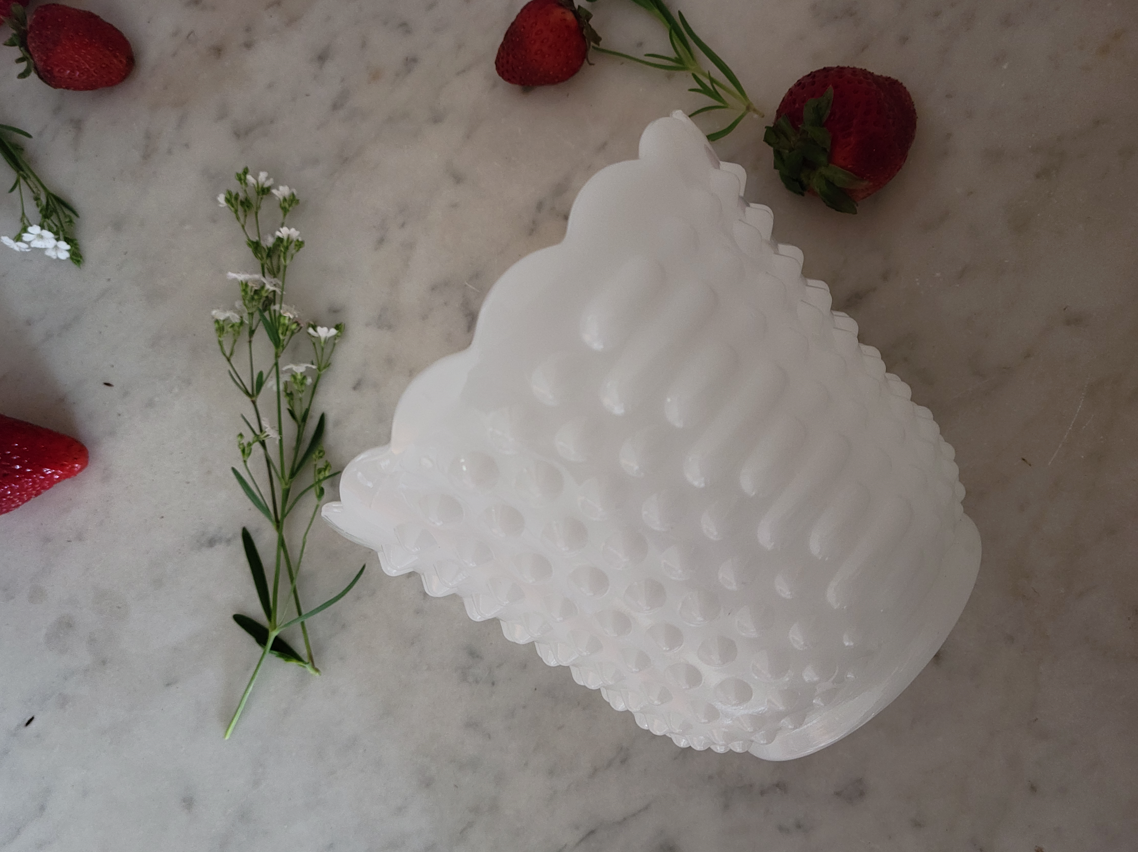 Hobnail Milk Glass Scallop Rimmed Vase Medium