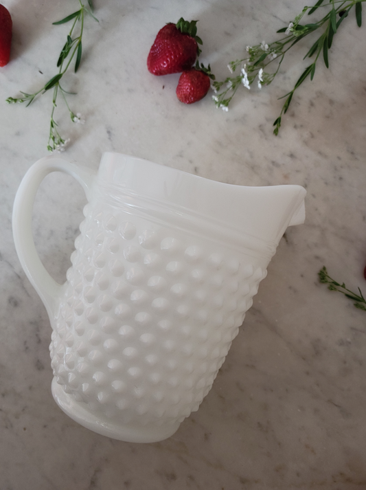 Hobnail Milk Glass Pitcher