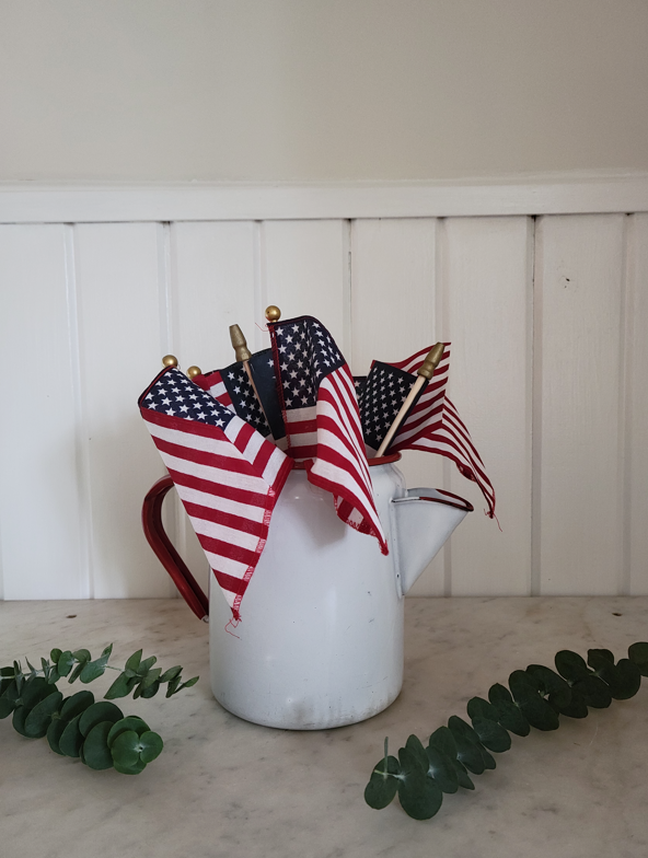 Red and White Enamelware Coffee Pot