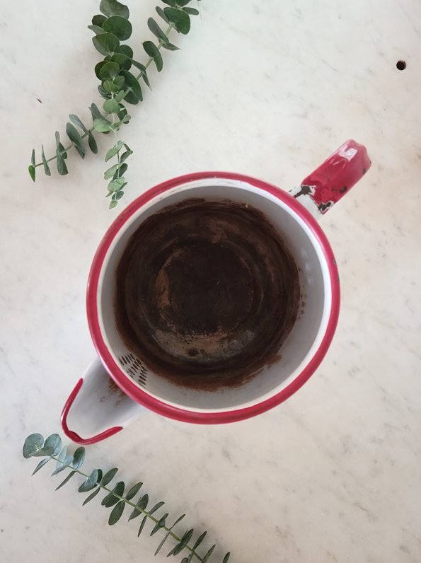 Red and White Enamelware Coffee Pot