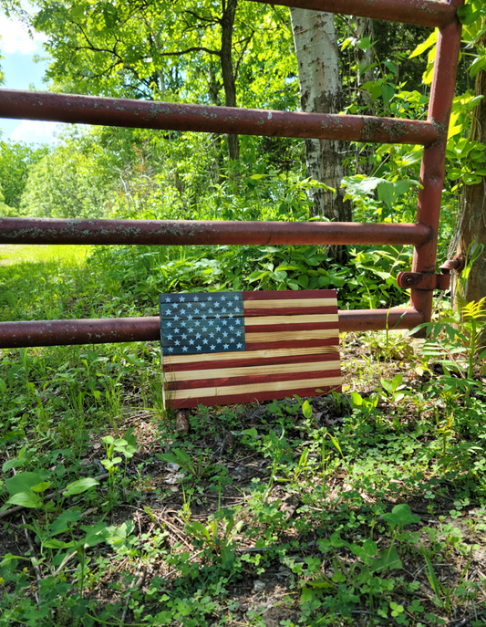 Rustic Wooden American Flag - Small